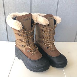 NWOT KAMIK Women’s Black Brown Snow Insulated Winter Boots Waterproof Size 8